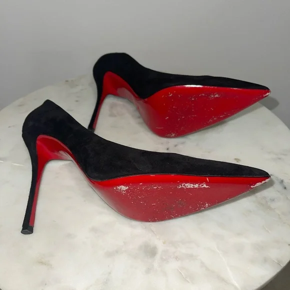 SOLD!! Christian Louboutin Pigalle Follies Suede Black Pumps, Size 41.5 EU - Picture 7 of 8